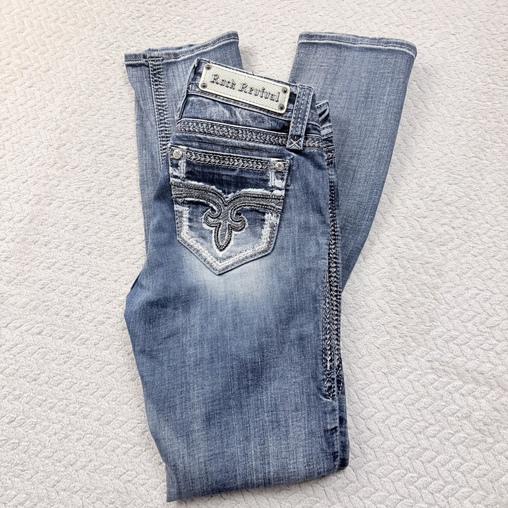 Rock Revival Jeans Womens 26 (26x31) Navela Straight Stretch Embroidered Y2K